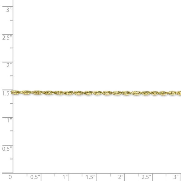 1.8mm, 10k Yellow Gold Lightweight D/C Rope Chain Necklace, 20 Inch - Picture 5 of 8
